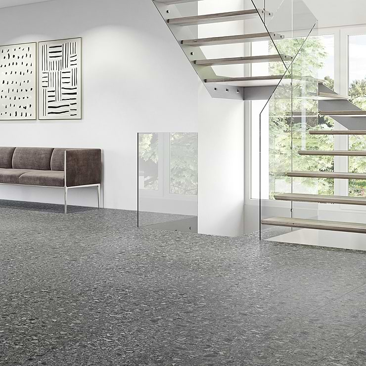 Rizo LVT Charcoal Black 12x24 Glue Down Luxury Vinyl Tile 