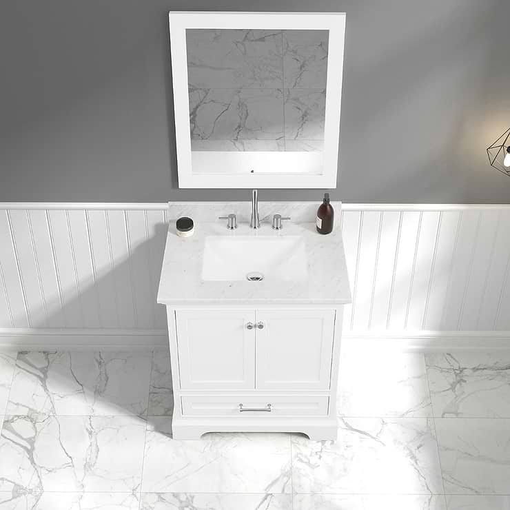 Glendale 30'' White Vanity And Marble Counter