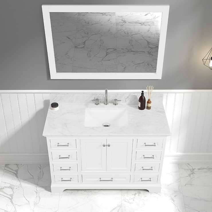 Glendale 48'' White Vanity And Marble Counter