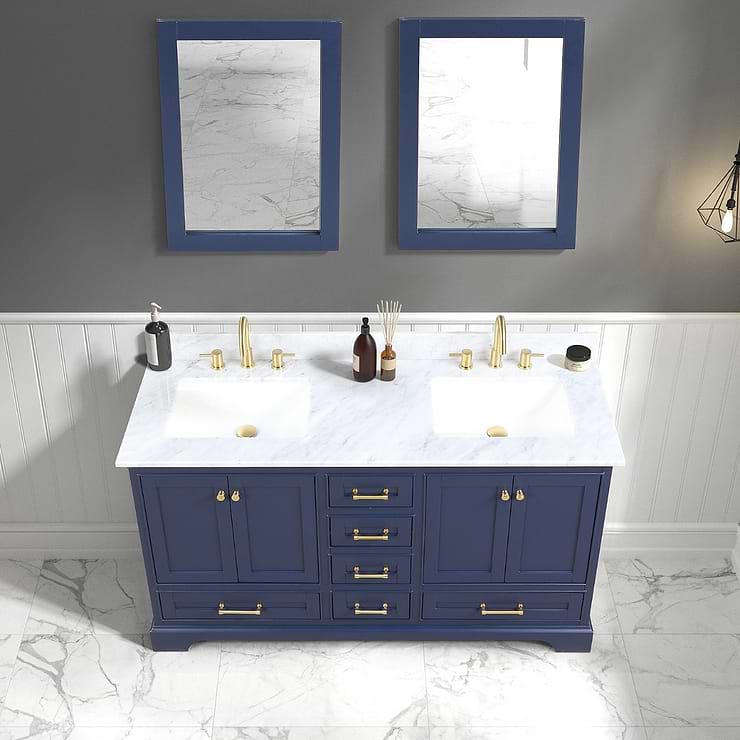 Glendale 60'' Blue Vanity And Marble Counter