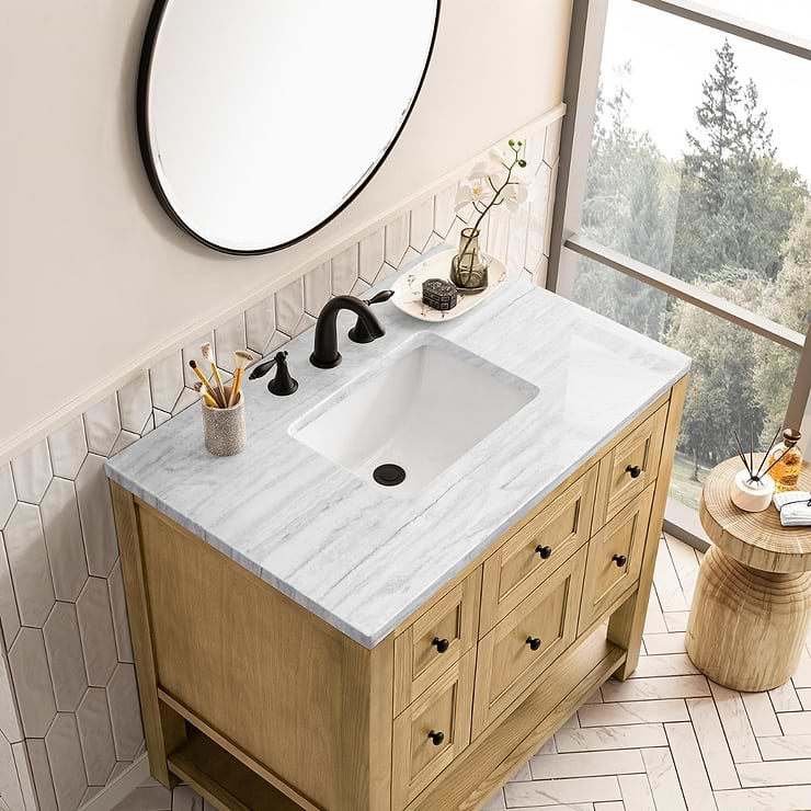 James Martin Vanities Breckenridge Light Natural Oak 36" Single Vanity with Arctic Fall Solid Surface Top