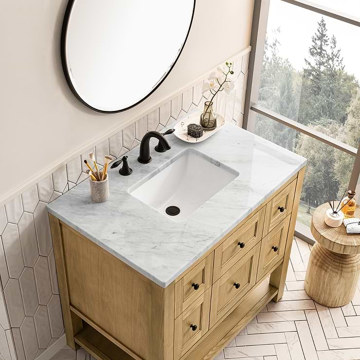 James Martin Vanities Breckenridge Light Natural Oak 36" Single Vanity with Carrara Marble Top