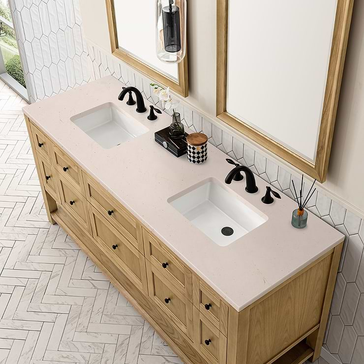 James Martin Vanities Breckenridge Light Natural Oak 72" Double Vanity with Eternal Marfil Quartz Top