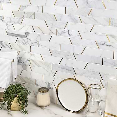 Decorative Marble + Metal Tile for Backsplash,Kitchen Wall,Bathroom Wall