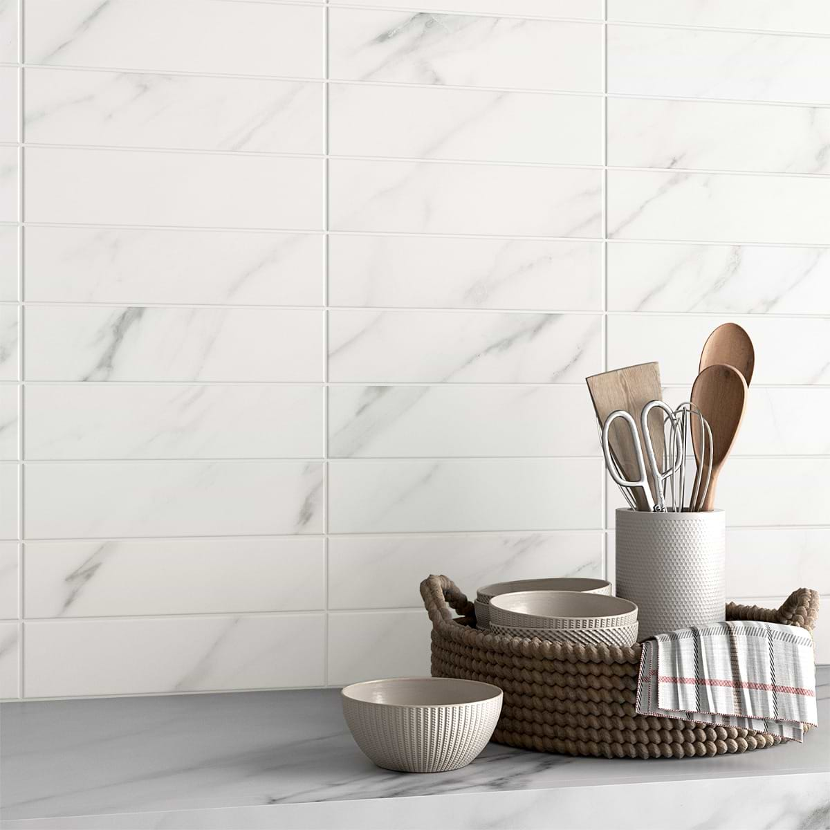 Amalfi Statuario White 3x12 Matte Ceramic Subway Tile