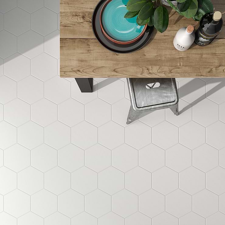 Symetro Hexagon White 10" Matte Porcelain Tile