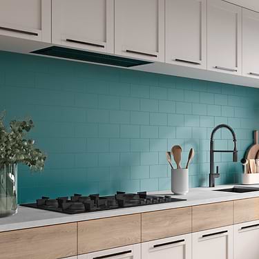 Maddox Teal Blue 4x8 Matte Ceramic Subway Wall Tile by Stacy Garcia