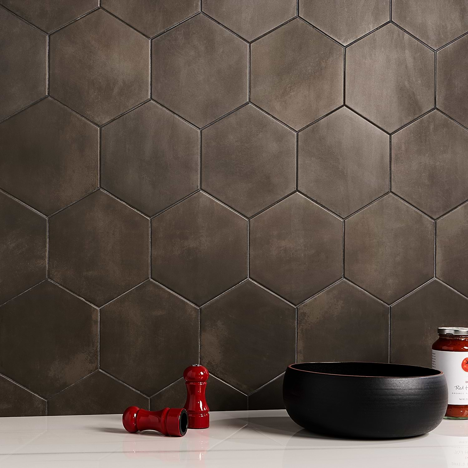 HexArt Nero Black 8" Hexagon Matte Porcelain Tile