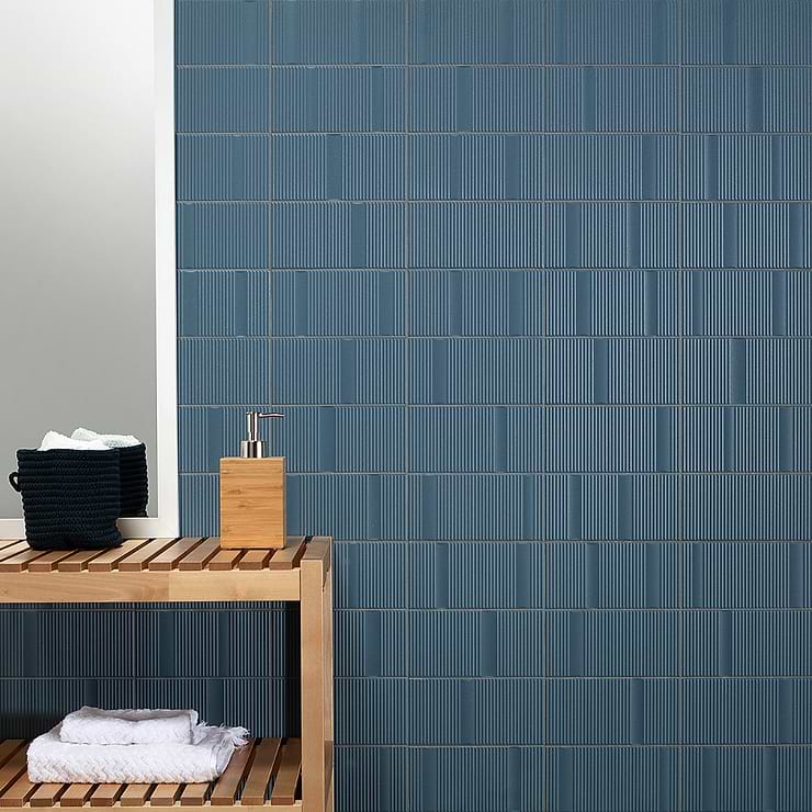 Division Blue 8x16 Fluted 3D Matte Ceramic Wall Tile