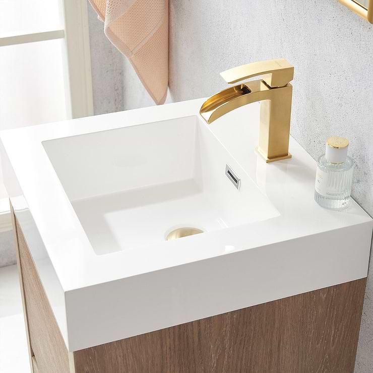 Serrano Blonde Oak 18" Single Freestanding Vanity with White Integrated