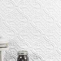 Byzantine Florid Bianco White 6x7 Arabesque Polished Ceramic Wall Tile