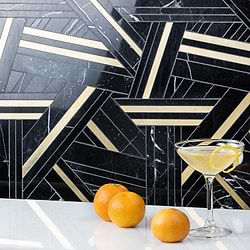 Waterjet Marble + Metal Tile for Backsplash,Kitchen Wall,Bathroom Wall,Outdoor Wall