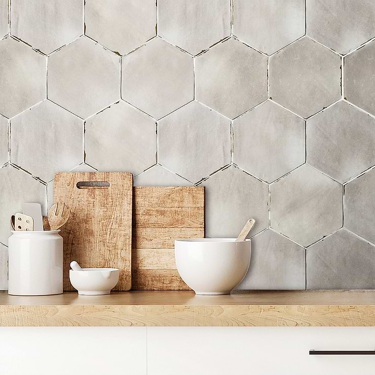 Sasha Hex Tiberio Taupe 6 " Matte Porcelain Hexagon Tile