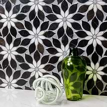 Wildflower Calacatta and Black Jade Horizon Marble Polished Tile
