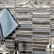 Noble Shadow Gray 1x6 Metallic Ceramic and Glass Mosaic Tile