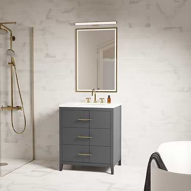 Iconic 30" Black and Gold Vanity with Quartz Counter