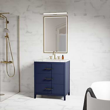 Iconic 30" Navy and Gold Vanity with Marble Counter