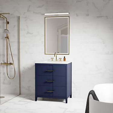 Iconic 30" Navy and Gold Vanity with Quartz Counter