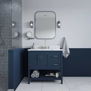 Sheraton 36" Navy Vanity with Marble Counter