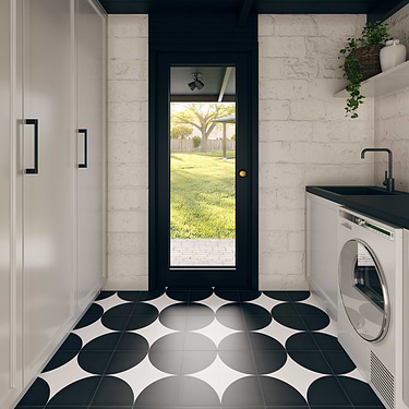 Maddox Deco Charcoal Black 8x8 Matte Porcelain Tile by Stacy Garcia