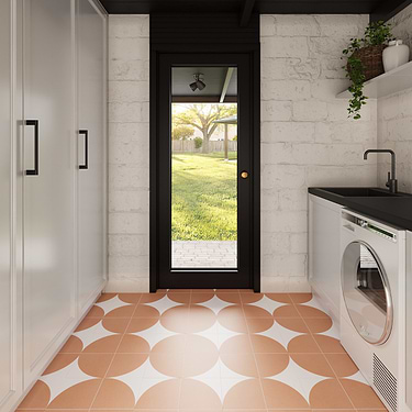 Maddox Deco Floor Terracota Orange 8x8 Matte Porcelain Tile by Stacy Garcia