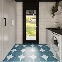 Stacy Garcia Maddox Deco Floor Teal Blue 8x8 Matte Porcelain Tile