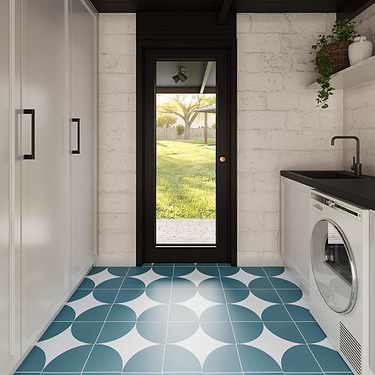 Maddox Deco Floor Teal Blue 8x8 Matte Porcelain Tile by Stacy Garcia