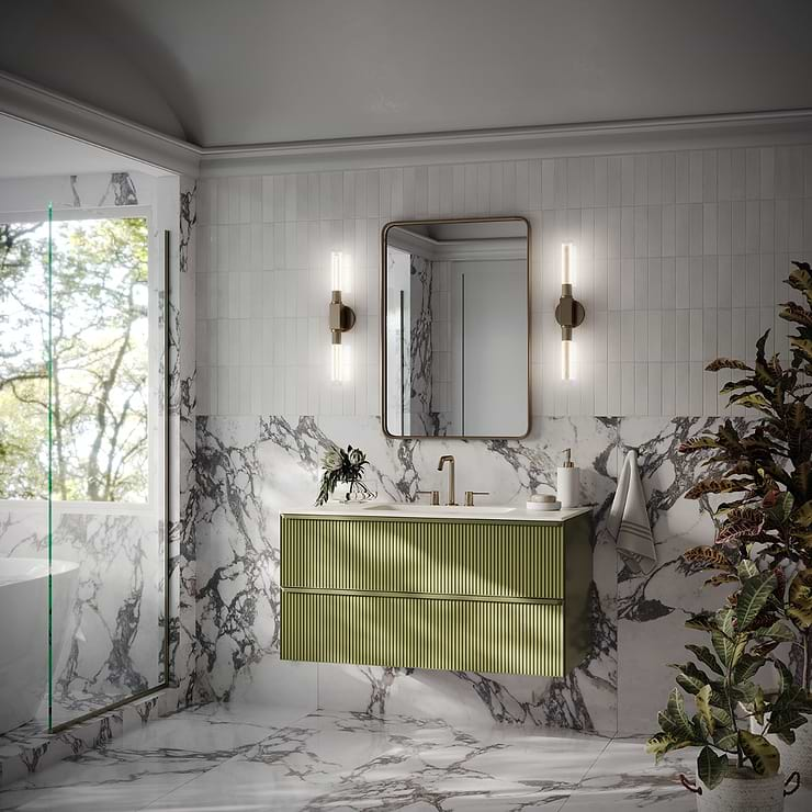 Astor Olive 42" Single Vanity with Integrated White Solid SurfaceTop