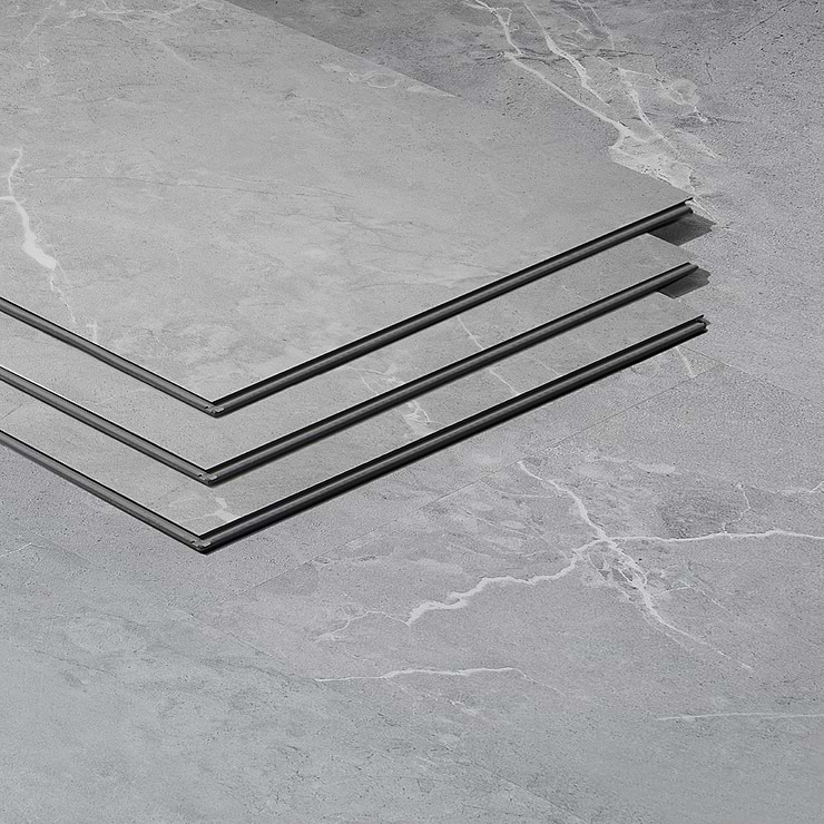 Optoro Chauny Marble Medium Gray 28mil Wear Layer Rigid Core Click 12x24 Luxury Vinyl Tile