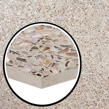 Reef Cream 8" Hexagon Polished Pearl Terrazzo Tile