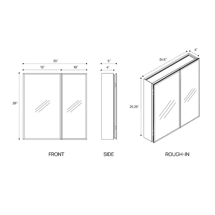 Vita Beveled 25x26" Rectangle Recessed or Wall Mounted Medicine Cabinet with Mirror