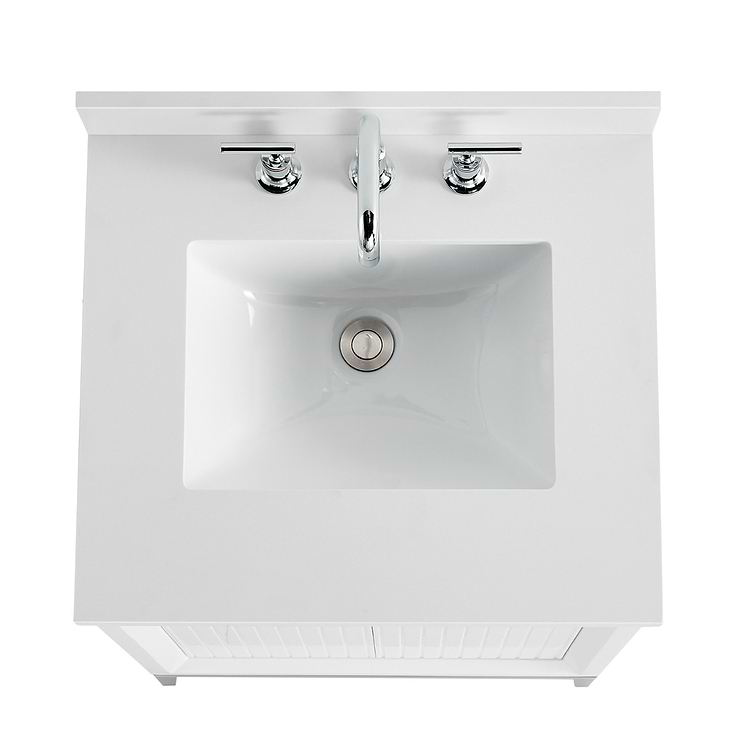 Bungalow White and Silver 24" Single Vanity with Pure White Quartz Top