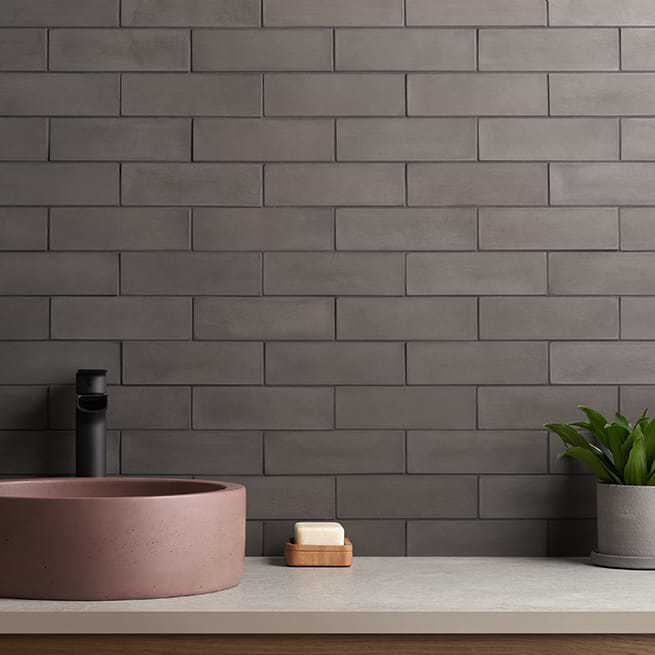 Sample-Color One Charcoal Gray 2x8 Matte Cement Tile