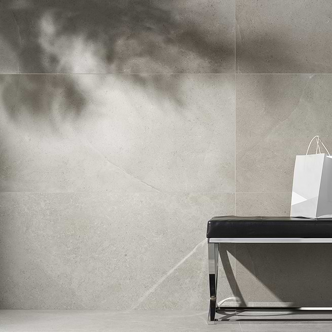 Impeccable limestone-look in porcelain