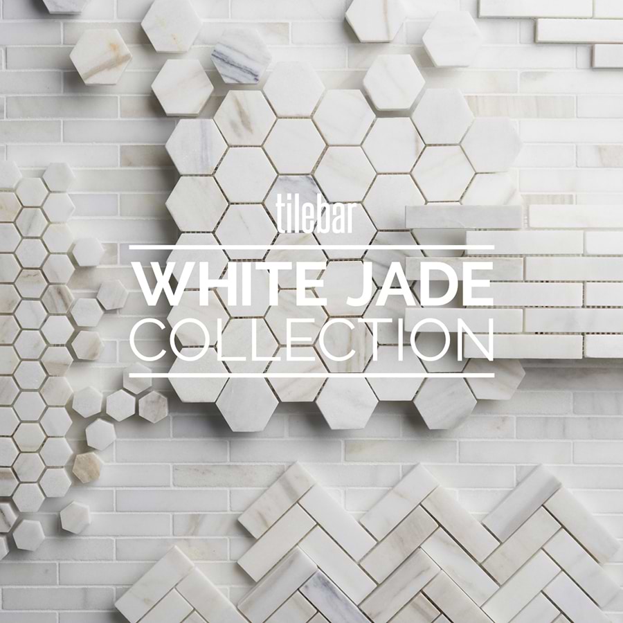 White Jade 1x3" Herringbone Polished Marble Mosaic