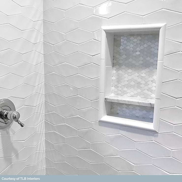 Manchester Bianco White 4x8 Hexagon Glazed Ceramic Wall Tile