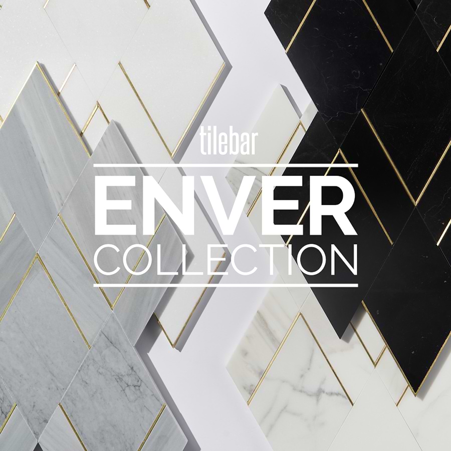 Enver Calacatta Polished Marble and Brass Mosaic Tile
