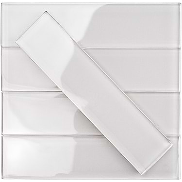 Loft Super White 2x8 Polished Glass Subway Tile - Sample