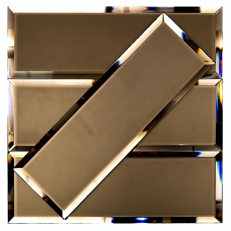 Buy Bronze Beveled 4x12 Metallic Mirror Subway Tile
