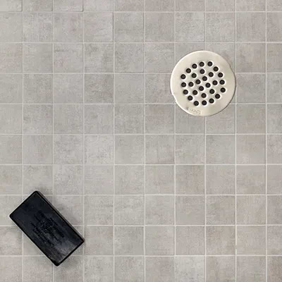concrete look shower floor tiles