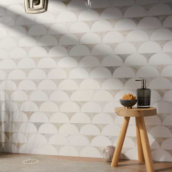 Waterjet shower wall tiles