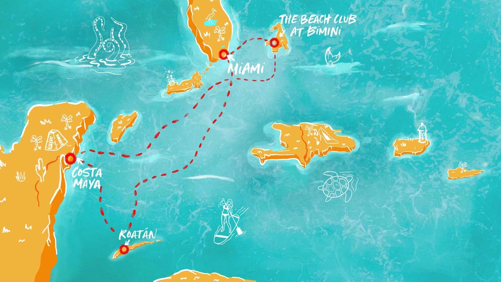 Western Caribbean Charm 6-night itinerary
Caribbean maps and itinerary 16x9