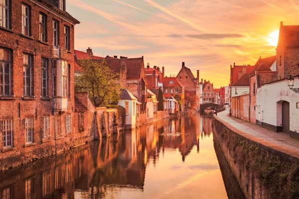 Zeebrugge, Belgium, Canal Sunset