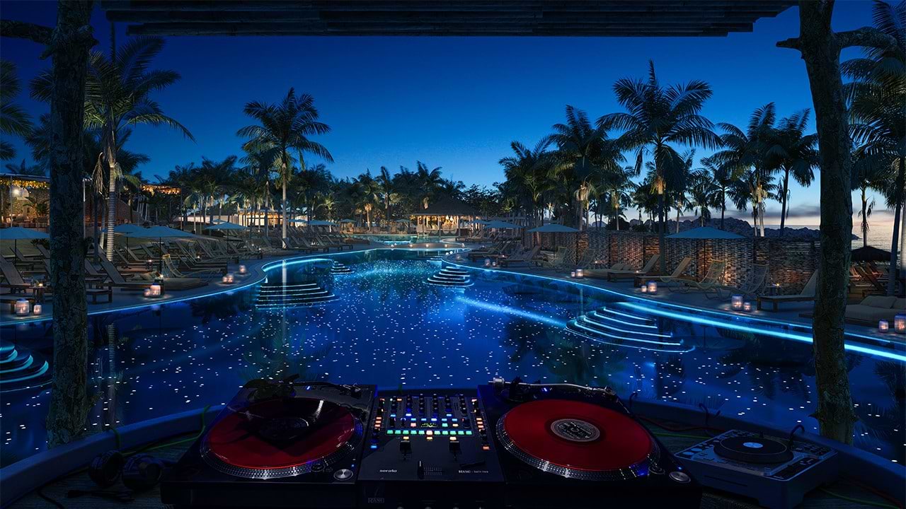 DJ' booth view at Beach Club at Bimini