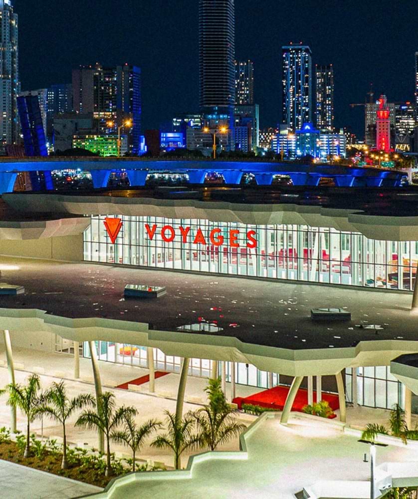 Terminal V at night