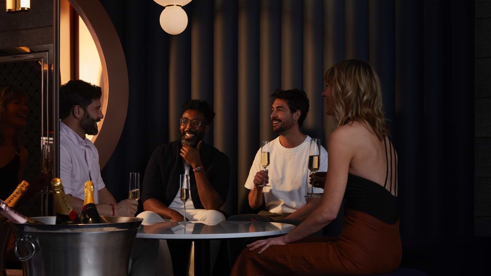Friends chatting at the table