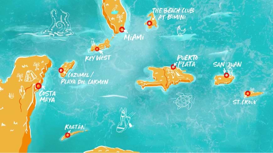 Caribbean maps and itinerary 870x490