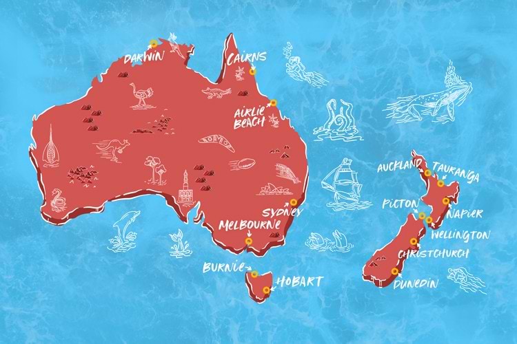 Australia and New Zealand Map