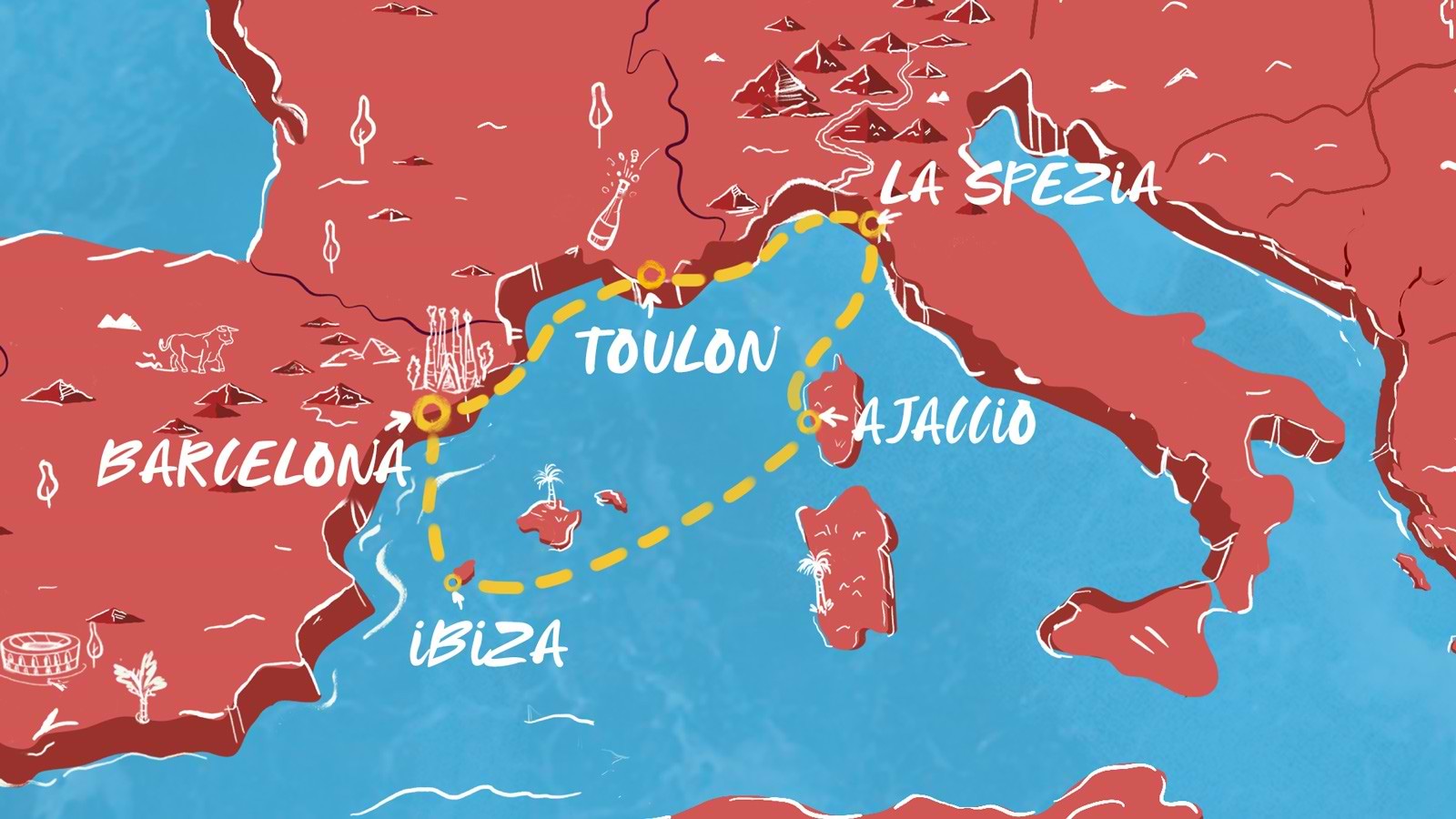 Map of Irresistible Med with La Spezia