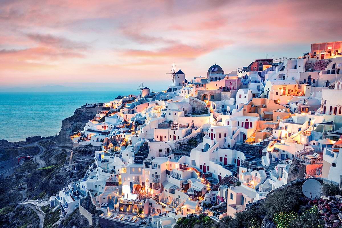 Aerial view of Santorini